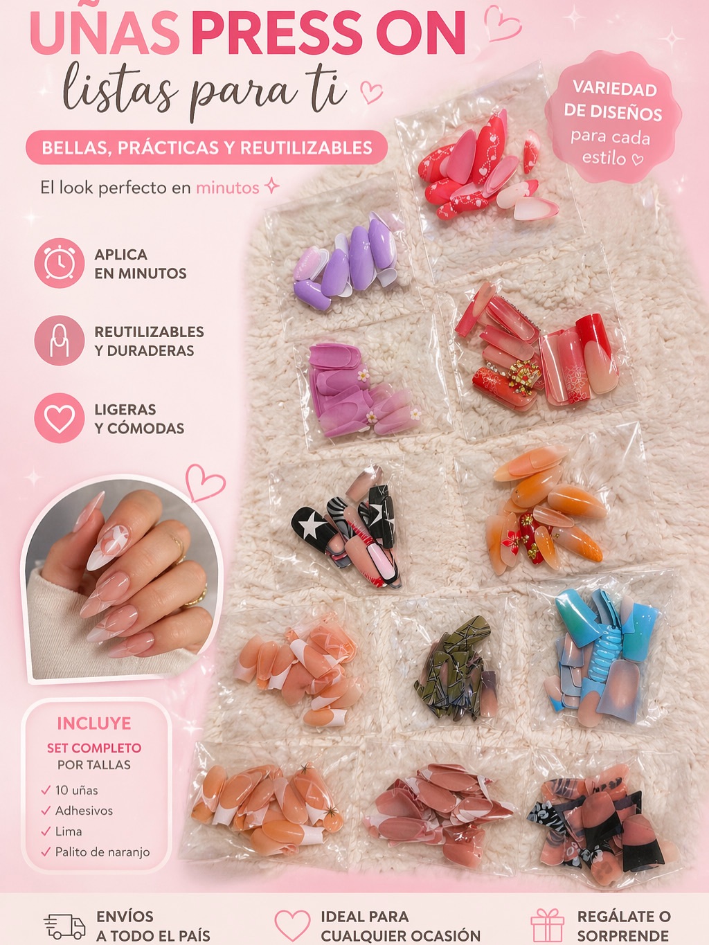 Pack Of Assorted Press-On Nails - Multi Color